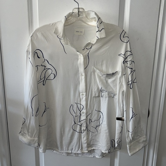 Paloma Wool Graphic Print Long Sleeve Button-up Blouse - Picture 2 of 7